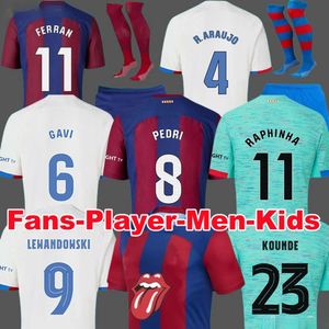 23 24 Camisetas de voetbaltruien Pedri Lewandowski Gavi S 2023 2024 FC Balde Ferran Raphinha Dest Football Shirt Men Barca Kit Kids 563