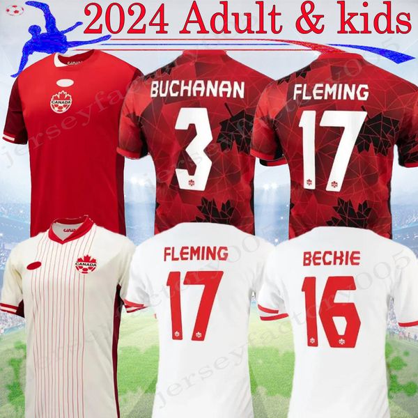 24 25 Canada Jerseys de football Team National Davies J.David Femmes 2024 Home Away Ugbo Larin Cavallini Millar Eustaquio Men Kids Kit Football Shirt S-XXL