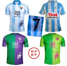 23/24 CF Malaga voetbalshirts 2023/2024 weg Juanpi Luis Munoz Febas Adrian voetbalshirt Burgos Casas Juankar Camiseta de futbol Juande Febas Uniforms Mannen Kids Kit