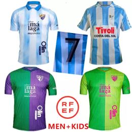 23/24 CF Malaga voetbalshirts 2024 Away Juanpi Luis Munoz Febas Adrian voetbalshirt Burgos Casas Juankar Camiseta de futbol Juande Febas Uniformen Mannen Kids Kit