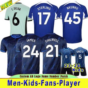 23 24 CFC NKUNKU Maillots de football N.JACKSON Kit enfants Version du joueur ENZO PULISIC STERLING JAMES KOULIBALY HAVERTZ FOFANA Maillot de football