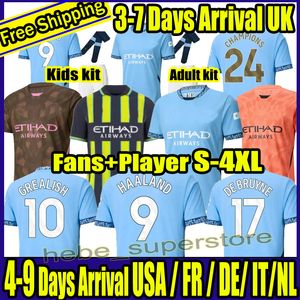 S-4XL 23 24 25 Cities Man Chesters Soccer Jersey Kid Kit Foden Haaland de Bruyne 2024 2025 Home Away 3rd Version Version Football Shirt Chine
