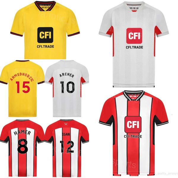 23-24 Club 15 Anel Ahmedhodzic Jerseys Sheffield Soccer United 6 Chris Basham 19 Jack Robinson 18 Wes Foderingham 8 Gustavo Hamer Kits de camisetas de fútbol para fanáticos del deporte