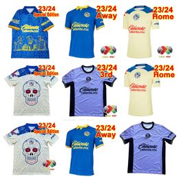 23 24 Club America voetbalshirts Liga MX HENRY J.QUINONES D.VALDES 3RD A.ZENDEJAS FIDALGO 2023 2024 THUIS WEG Derde maillotfans slanke voetbalshirts