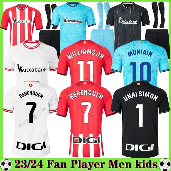 23 24 Club Bilbao Soccer Jerseys BERENGUER 2023 2024 MUNIAIN Athletic WILLIAMS JR Maillot de football RAUL GARCIA VILLALIBRE camiseta Sancet GK Unai SIMON Hommes Enfants