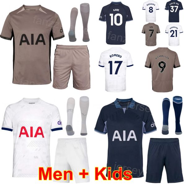 23/24 Club Man Youth 17 ROMERO Soccer Jersey Set 38 UDOGIE 9 RICHARLISON 29 SARR 37 VAN DE VEN VICARIO LLORIS HOJBJERG SON KULUSEVSKI MADDISON Kits de maillots de football ReCi