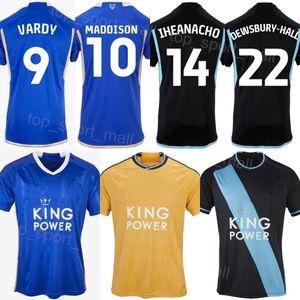 23-24 Equipo del club Leicester Soccer City 9 Jamie Vardy Jersey 22 Kiernan Dewsbury-Hall 30 Mads Hermansen 14 Kelechi Iheanacho 10 Stephy Mavididi Kits de camiseta de fútbol