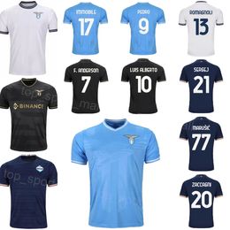 23-24 Club Team Voetbal Lazio 7 Felipe Anderson Jersey 10 Luis Alberto 17 Ciro Immobile 94 Ivan Provedel 19 Valentin Castellanos Voetbalshirttenues Zwart Blauw Wit