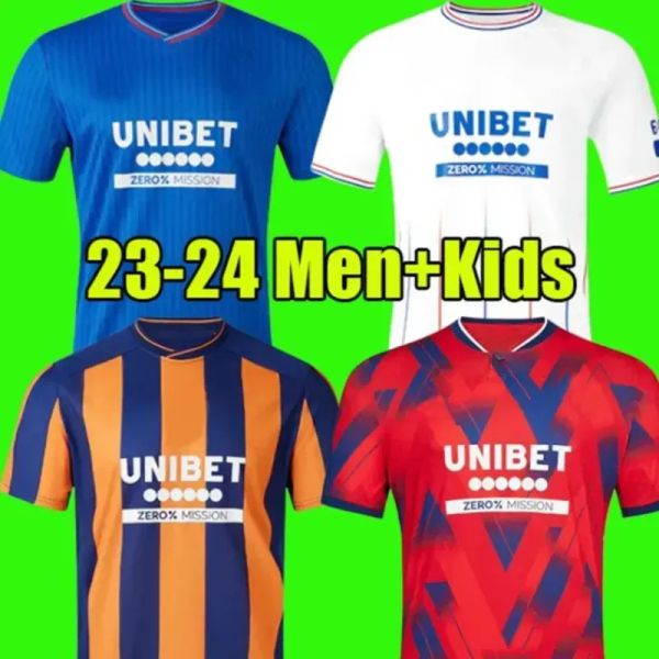 23 24 Colak Roofe Rangers Soccer Jerseys 2023 2024 Glasgow Football Shirt LUNDSTRAM HAGI BARKER MORELOS TAVERNIER KENT TILLMAN FC FASHION JR Hommes Enfants Kit