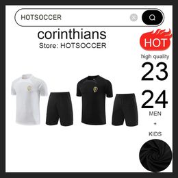 23/24 Corinthians Men Kids Kids Short Soccer Jersey Tracksysy 2023 2024 Corinthians Adult Training Training Suit Sportswear Survitemen Kit