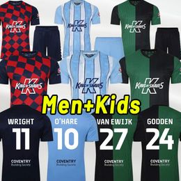23 24 Coventry City Soccer Jerseys O Hare Sheaf Gyokeres Godden Hamer 2023 2024 Accueil Bleu Hommes Enfants Kit Chemises de Football Tops Camiseta de Futbol