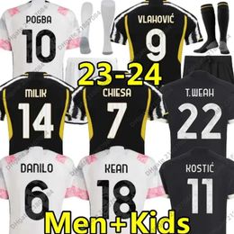 23 24 CUADRADO CHIESA MILIK Juve voetbalshirts VLAHOVIC Fan Player versie 23 24 BONUCCI voetbalshirts Kit DI MARIA voetbaluniform Maglie Da Calcio heren kinderset