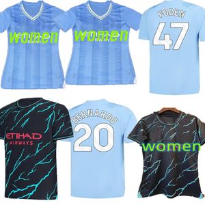 23 24 DE BRUYNE PHILLIPS MANS VILLES GREALISH FERRAN MAHREZ FODEN BERNARDO JOAO CANCELO Z RODRIGO Maillot de football FEMMES Kit Ensembles Uniformes