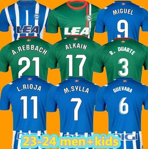 23 24 Deportivo Alaves Soccer Jerseys 2023 2024 DUARTE ABQAR RIOJA SYLLA DE LA FUENTE LEJEUNE ALKAIN GURIDI hommes uniformes maillot de football à domicile kit enfants