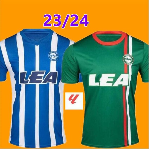 23/24 Deportivo Alaves Soccer Jerseys 2023 2024 Lejeune Duarte Abqar Rioja Sylla de la Fuente Alkain Guridi Men Kid Kit Kit Football Shirt Away Blue Green 6546