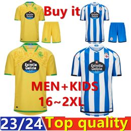 23 24 Deportivo La Coruna Soccer Jerseys Mens Coruna Lucas D.Villares Barbero Davo Yeremay Cayarga Home Football Shirt Short à manches courtes 1501