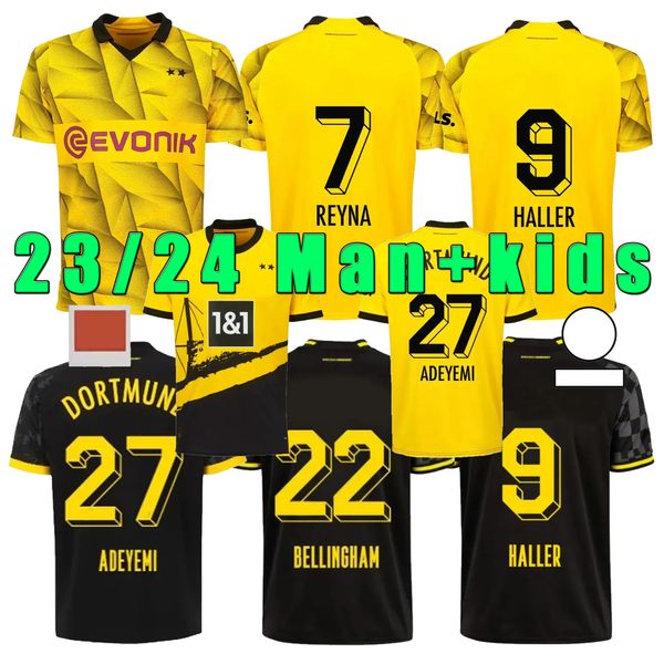 23 24 Dortmund 110ème maillots de football F.NMECHA KAMARA 2023 2024 chemise de football noire REUS BELLINGHAM HUMMELS REYNA BRANDT hommes enfants kit maillot de pied uniforme