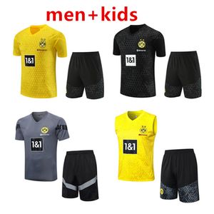 23/24 Ensembles de football à manches courtes Dortmund HUMMELS BRANDT hommes futbol de football costume d'entraînement jogging chandal 2023/2024 survêtement Dortmund vêtements de sport à manches courtes