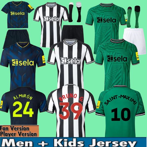 23/24 Maillots de football Magpies Kit enfants 2023 2024 Uniteds Maillot de football Formation Gardien de but Troisième set Fan Player Version BRUNO G. WILSON SAINT MAXIMIN ISAK