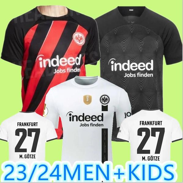 23 24 Eintracht Frankfurt camisetas de fútbol 2023 2024 camiseta de fútbol M.GOTZE KOSTIC SOW KLAMMERS HINTEREGGER KAMADA BORRE RODE ALARIO MAN Uniforme de fútbol hombres kit para niños