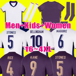 24 25 Engeland voetbalshirt Bellingham Rashford Kane 24 Euro Cup 2025 Soccer Jersey National Team Home White Away Away Purple Men Kids Kit Set Women Saka Rice Foden 16-4xl
