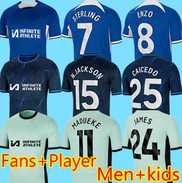 23 24 Enzo CFC Nkunku Soccer Jerseys Player Fans Caicedo James Mudryk Gallagher N. Jackson Chukwuemeka Sterling Sterling Palmer Home 2023 2024 CHIMT DE FOOTBALL