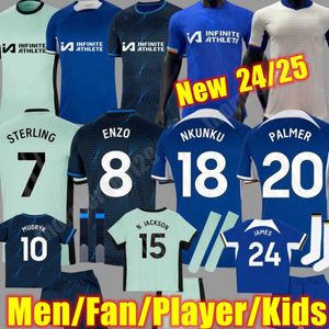24 25 Enzo CFC Nkunku Soccer Jerseys Player Fans Mudryk Collection Gallagher Sterling Home Uniform 2023 2024 Fofana Away Out Chelseas Football Shirt Kits Caicedo