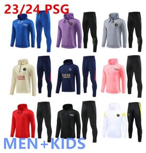 23 24 ES Soccer Tracksuit Maillots voetbaljack Hoodie Sportwear Survetement Mbappe Hakimi 2023 2024 Paris Men Kids Kit Training Pak Uniforme Enfants