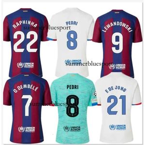 23 24 Fans LEWANDOWSKI Voetbalshirt GAVI De Futbol PEDRI FERRAN 2023 2024 FC ANSU FATI RAPHINHA Voetbalshirt Heren Uitrustingen S