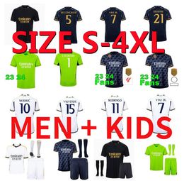 23 24 fans spelerversie voetbal jerseys vini jr Bellingham 2023 2024 rodrgo arda guler huis met lange mouwen camiseta de futbol mannen kinderen dames uniform mbappe real