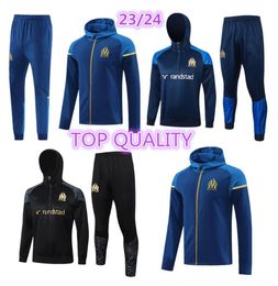 2023 2024 volwassen trainingspak MILIK PAYET Marseilles capuchon lange rits survetement Trainingspak veste maillot 23 24 OM hoodie man trainingspak voetbal joggingset