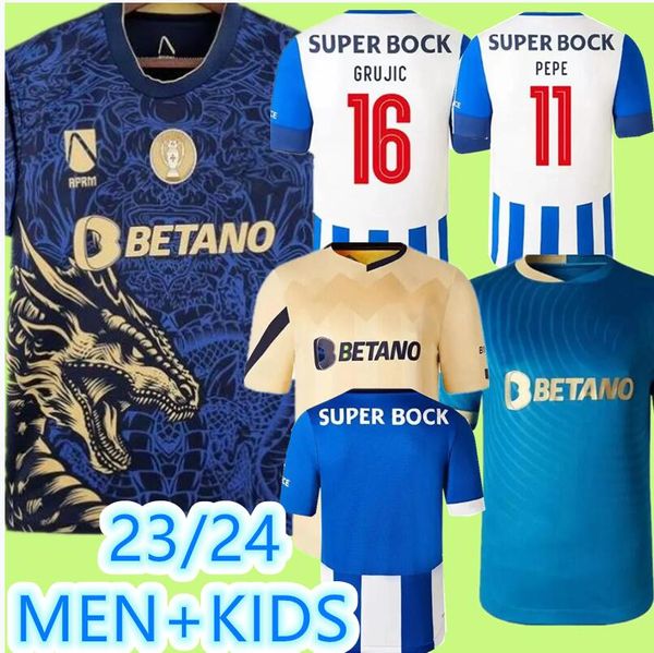 23 24 FC Portos Soccer Jerseys Hommes Enfants Kit Football Dragon Training 2023 2024 Fans Player Version Home Away 130 Ans Anniversaire Campeoes PEPE OLIVEIRA MEHDI LUIS