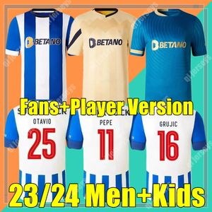 23 24 FC PoRTos Soccer Jerseys Player Version Formation 2023 2024 Home Away Jaune 130 Ans Anniversaire Campéos PEPE GALENO LUIS DIAZ Hommes Chemises de Football Kits Enfants