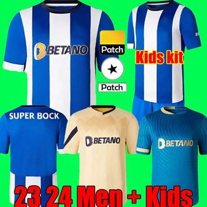 23 24 FC PoRTos Maillots de football Version Joueur Entraînement 2023 2024 Domicile Jaune 130 Ans Anniversaire Campéos PEPE MEHDI LUIS DIAZ Hommes Chemises de Football Kits Enfants