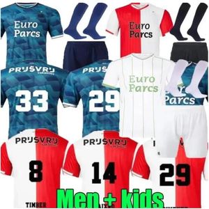 23 24 25 Feyenoords Kokcu Soccer Jerseys Away Gimenez Danilo 2023 2024 2025 Men de maison Kit Hartman Gimenez Paixao Taabouni Timber Red Football Shirt