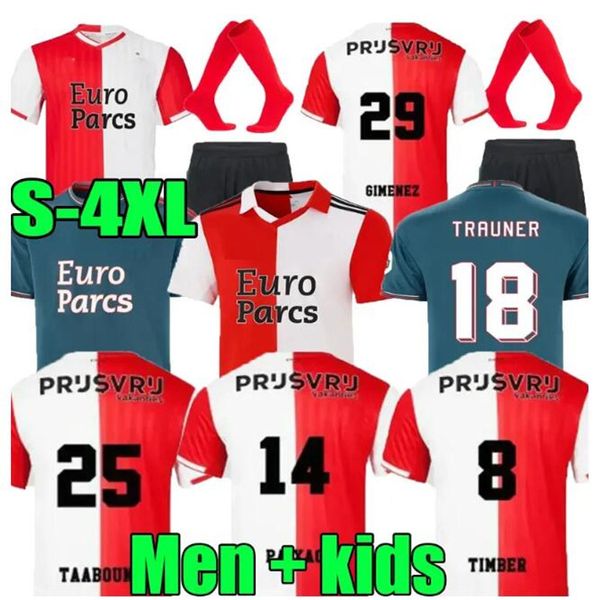 23 24 Feyenoords Soccer Jerseys Voetbal Kid Kit Football Shirt Training Home Away Fan Player Version gardien de but Maillot Timber Danilo Dilrosun Men Uniforme