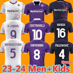 23 24 Jerseys de fútbol Fiorentina J. IKONE 2023 2024 CASTROVILLI ERICK Florence Jersey ACF BIRAGHI JOVIC A. CABRAL Milenkovic C KOUAME SOTTIL Hombres Niños Kit Camiseta de fútbol
