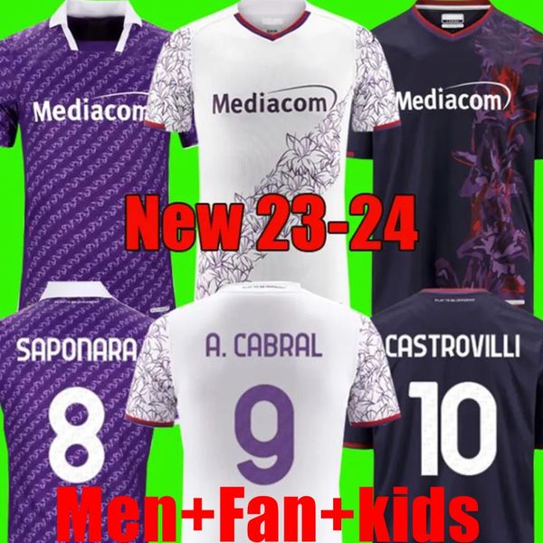 23 24 Maillots de football Fiorentina J. Ikone 2023 2024 Castrovilli Erick Florence Jersey Acf Jovic A. Cabral Milenkovic C.kouame Sottil Hommes