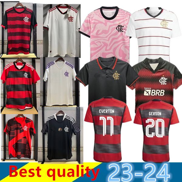 23 24 Flamengo Soccer Jerseys 2024 Diego E.Ribeiro Gabriel B. Gabi Pedro Vidal de Arrascaeta Gerson B.Henrique Camisa Mengo Men Women Kids Kit Kit Football Shirts