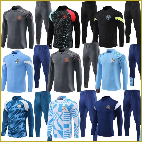 23 24 FODEN Man City Football Survêtements de football Survêtement d'entraînement HOMMES Kit enfants 23 24 DE BRUYNE GREALISH J.Alvarez Haaland Sportswear Survatment Chandal Set 30