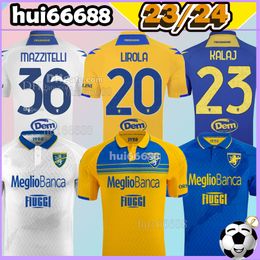 23/24 Maillots de football Frosinone SOULE CUNI REINIER IBRAHIMOVIC CHEDDIRA LIROLA MONTERISI ROMAGNOLI BRESCIANINI MAZZITELLI REINIER 2023 2024 Maillot de football pour hommes