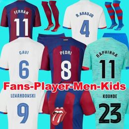 23 24 Gavi Lewandowski FC Barcelonas Soccer Jersey Adama Pedri Camiseta de Futbol Ferran 2023 2024 Ansu Fati Memphis Fans Jugador Dest Football Shirt Men Kit 77