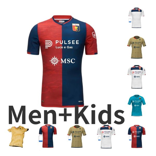 23 24 Genoa CFC Jersey de fútbol para hombre PUSCAS CODA EKUBAN YALCIN RETEGUI BADELJ ILSANKER STROOTMAN SABELLI PAJAC HEFTI Camiseta de fútbol local 130.o hombres niños Uniforme superior