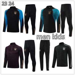 23 24 Alemania Hombres Niños Fútbol Chándales Logotipo Bordado Fútbol Medio tirón Ropa de entrenamiento Camisa para correr al aire libre Kit de traje deportivo de ocio