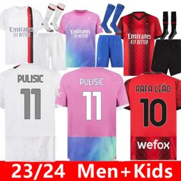 23 24 Maillots de football GIROUD PULISIC 2023 2024 ACc MILANS REBIC THEO REIJNDERS KESSIE DE KETELAERE RAFA LEAO Chemises de football à domicile pour hommes et enfants Uniformi