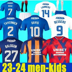 23 24 Glasgow Davis Morelos Rangers Soccer Jerseys 4th Kids Kit 2023 2024 Football Shirt Home Away Third 3rd Fourth Set Colak Lawrence Kent R.Matondo Hagi