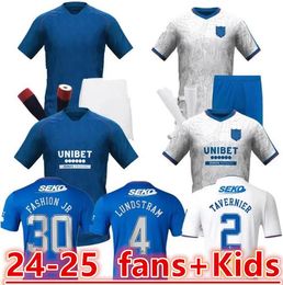 2024 2025 Rangers voetbalshirts 2024 Home Shirt Away Glasgow Colak Dofe Lundstram Hagi Barker Morelos Tavernier Kent Tillman 3rd Football Man Kids Kit 16-XXL