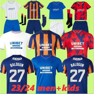 23 24 Glasgow Rangers Soccer Jerseys Home Blue Sakala Kent Tavernier Morelos Colak Hogan Football Shirt Men Kid Kit Fans Version Camiseta