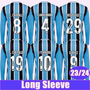 23 24 Maillots de football à manches longues Gremio SUAREZ FERREIRA GEROMEL KANNEMANN F. CARBALLO F. CRISTALDO DIEGO SOUZA Maillots de football à domicile