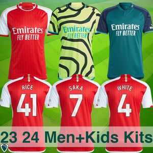 23 24 Gunners Soccer Jerseys-Rice, Saka, White Editions. Premium pour les fans – Domicile, Extérieur, Troisièmes Kits, Collection Enfants. Nom, numéro de personnalisation de différentes tailles